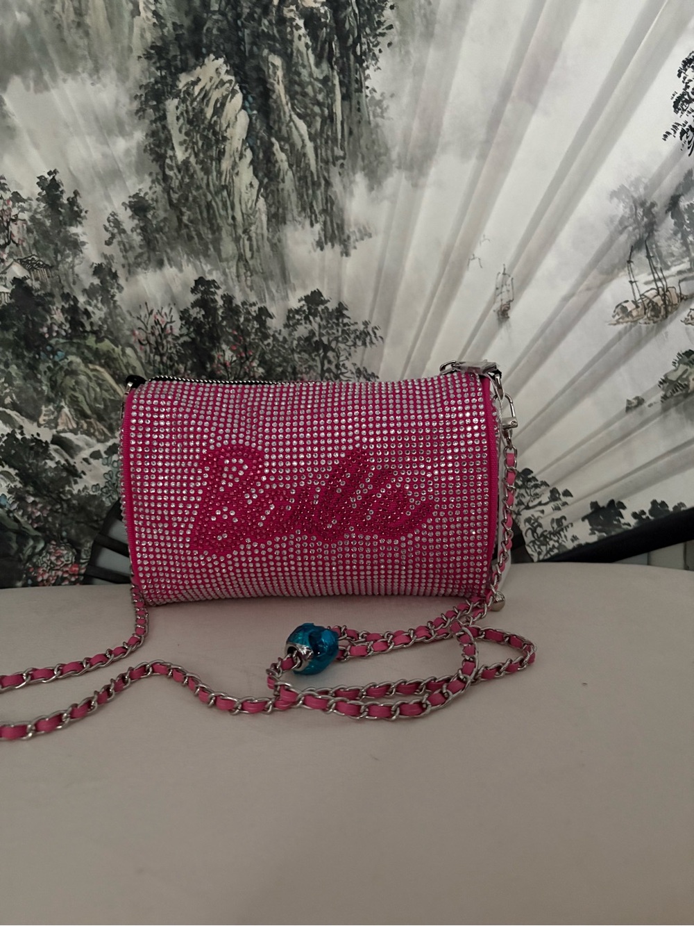 Barbie Hot Pink Crystal Crossbody Bag with Chain - Picture 4 of 4